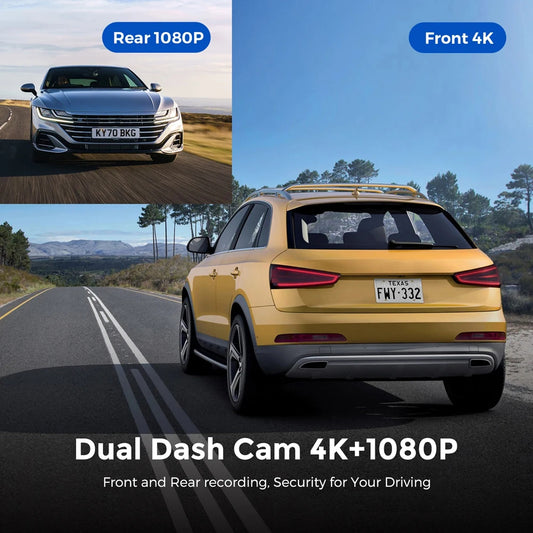 DriveBoost™ 4K Dual-Lens Dash Cam with Wi-Fi & Parking Protection